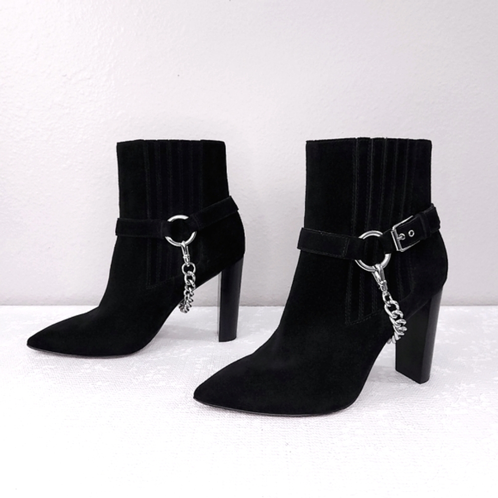 PAIGE London Chain Harness Heeled Ankle Booties - Picture 4 of 9